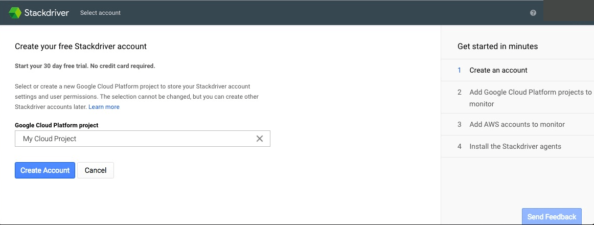 create stackdriver account