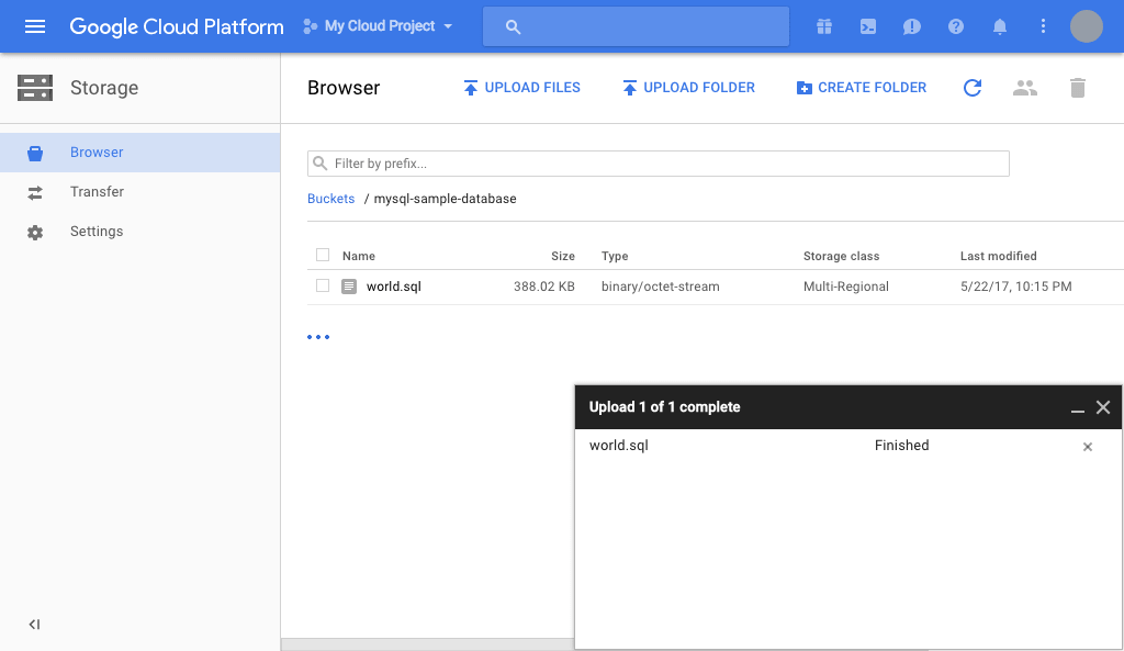 world.sql のアップロード