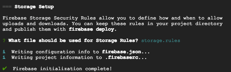 Firebase initialization complete! の表示確認