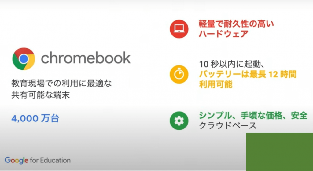 教育現場に最適なChromebookの特徴